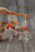 Vintage Style Beaded Leaf Motif Dangle Earrings