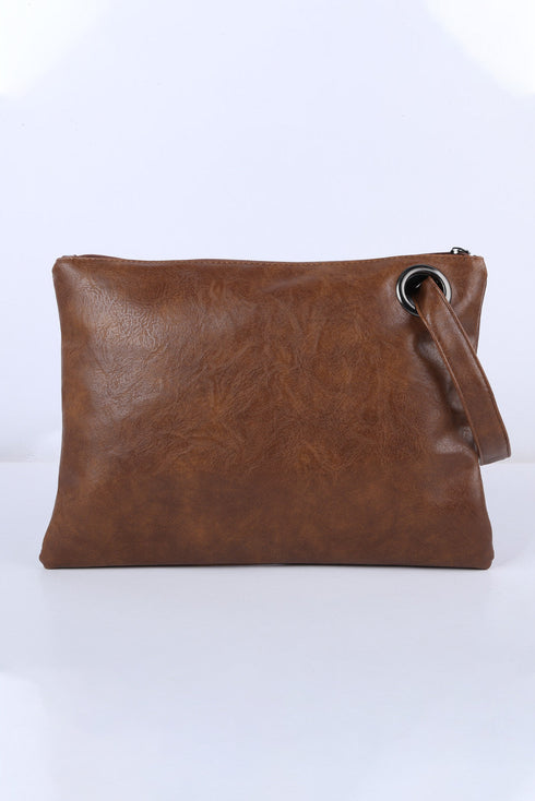 Vintage Style Oversized Leather Pouch Frame Clutch