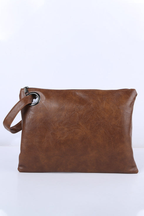Vintage Style Oversized Leather Pouch Frame Clutch