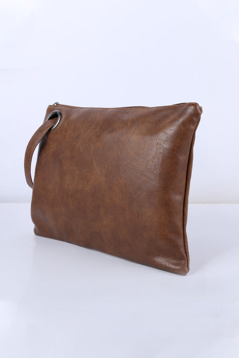 Vintage Style Oversized Leather Pouch Frame Clutch