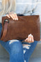 Vintage Style Oversized Leather Pouch Frame Clutch