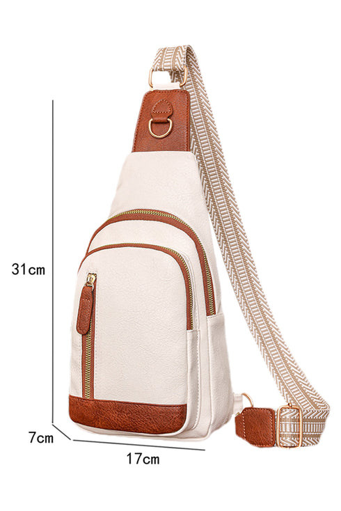 Vintage Style Smooth PU Leather Zippered Crossbody Bag