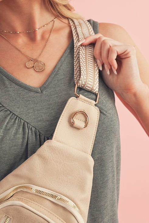 Vintage Style Smooth PU Leather Zippered Crossbody Bag