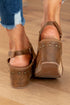 Vintage Style Studded Faux Leather Wedge Sandals