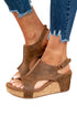 Vintage Style Studded Faux Leather Wedge Sandals