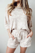 Vintage Tie Dye Bracelet Sleeve Drawstring Elastic Waist Short Set