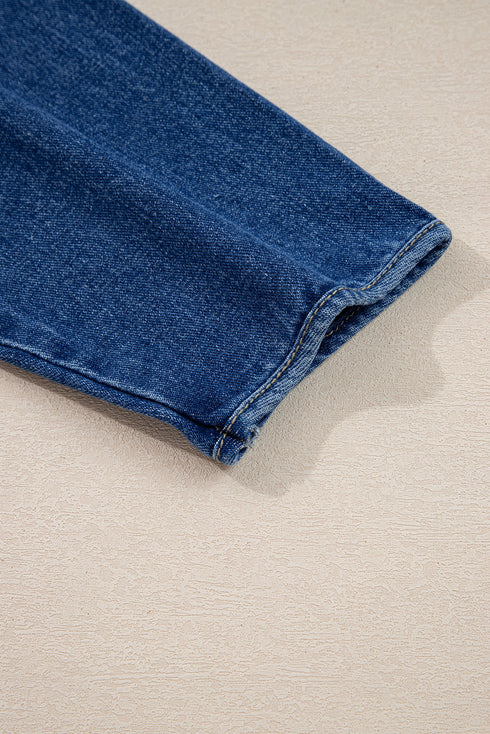 Vintage Wash Big Patched Pocket Straight Cut Denim Jacket