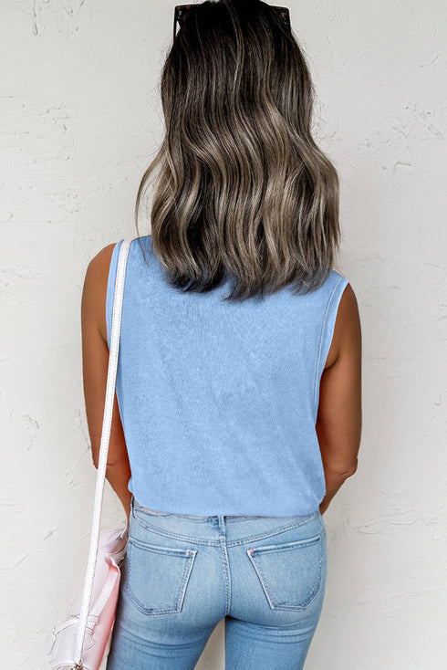 Vintage Wash Chest Pocket Sleeveless Cotton Muscle Tank Top