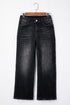Vintage Wash Distressed Raw Hem High Waist Flared Jeans