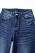 Vintage Wash Distressed Raw Hem High Waist Flared Jeans