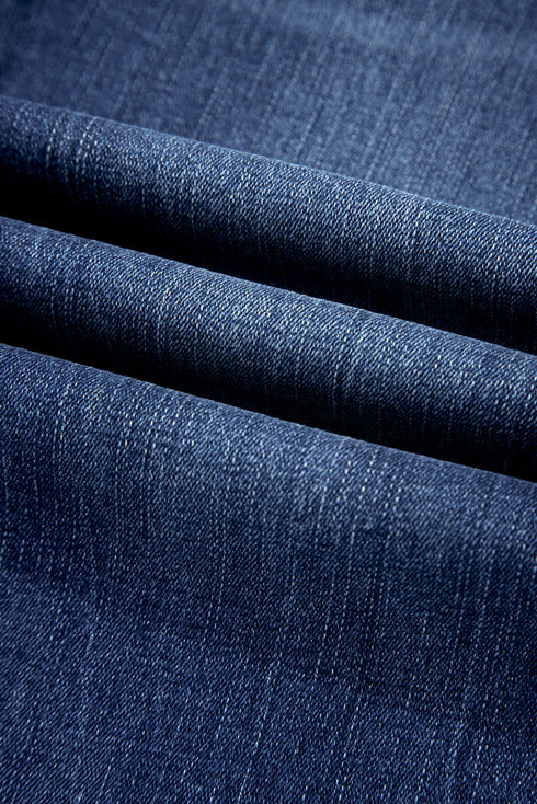 Vintage Wash Distressed Raw Hem High Waist Flared Jeans