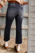 Vintage Wash Distressed Raw Hem High Waist Flared Jeans