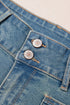 Vintage Wash Double Button Front Patch Pocket Flare Jeans