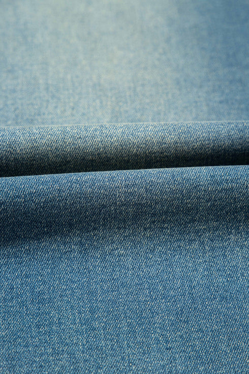 Vintage Wash Double Button Front Patch Pocket Flare Jeans