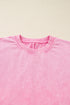 Vintage Wash Drop Shoulder Ribbed Crew Neck Sweatshirt