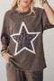 Vintage Wash Exposed Seam Leopard Star Applique Tee