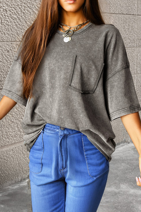 Vintage Wash Half Sleeve Cotton Boyfriend T Shirt