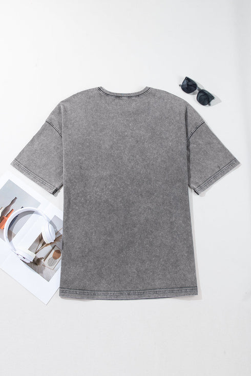 Vintage Wash Half Sleeve Cotton Boyfriend T Shirt