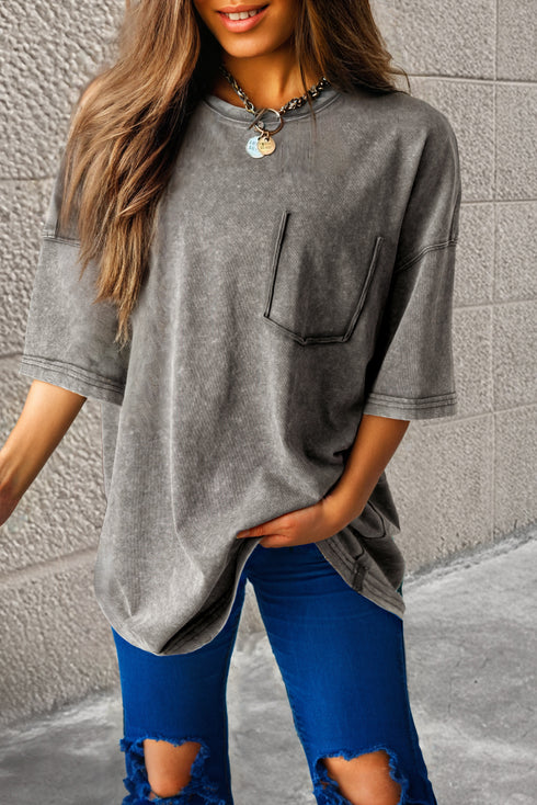 Vintage Wash Half Sleeve Cotton Boyfriend T Shirt