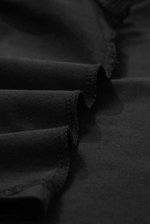 Vintage Wash Ruffle Cap Sleeve Fitted Crew Neck Tee Top