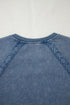 Vintage Wash Split Neck Crochet Sleeve Sweatshirt