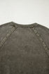 Vintage Wash Split Neck Crochet Sleeve Sweatshirt
