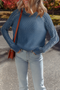 Vintage Washed Cable Sleeve Raglan Knit Sweater
