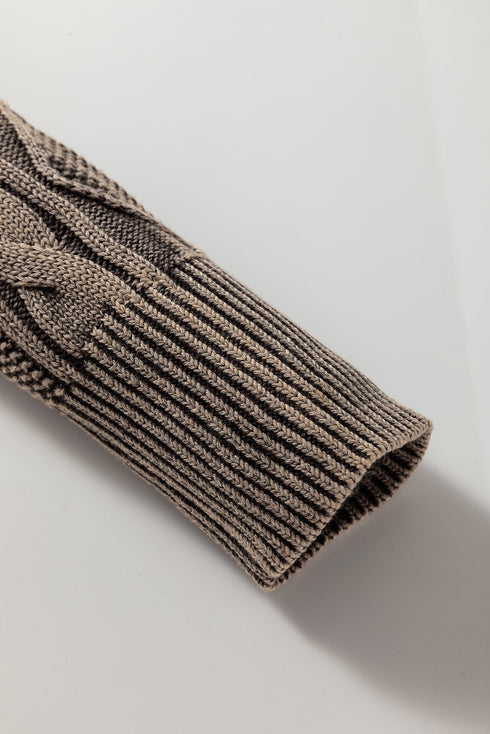 Vintage Washed Cable Sleeve Raglan Knit Sweater