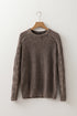 Vintage Washed Cable Sleeve Raglan Knit Sweater