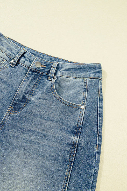 Vintage Washed Denim Seam Detail Shift Jeans