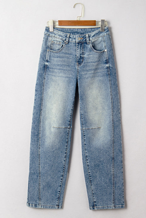 Vintage Washed Denim Seam Detail Shift Jeans