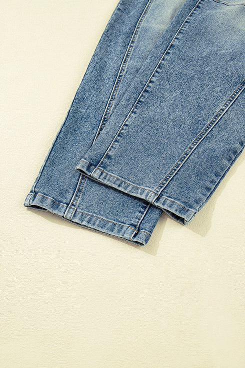 Vintage Washed Denim Seam Detail Shift Jeans