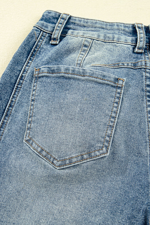 Vintage Washed Denim Seam Detail Shift Jeans