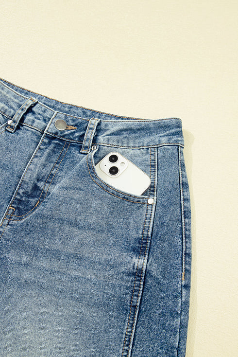 Vintage Washed Denim Seam Detail Shift Jeans