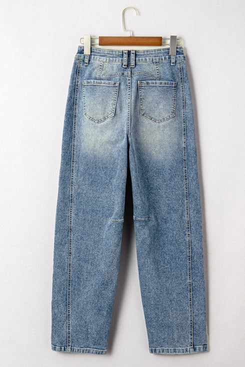 Vintage Washed Denim Seam Detail Shift Jeans