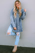 Vintage Washed Distressed Cotton Denim Chest Pocket Shirt