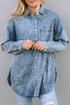 Vintage Washed Distressed Cotton Denim Chest Pocket Shirt