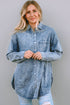 Vintage Washed Distressed Cotton Denim Chest Pocket Shirt