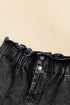 Vintage Washed Frilled High Waist Western Denim Shorts