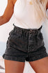 Vintage Washed Frilled High Waist Western Denim Shorts