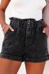 Vintage Washed Frilled High Waist Western Denim Shorts