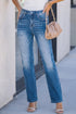 Vintage Washed Full Length Straight Leg Denim Jeans