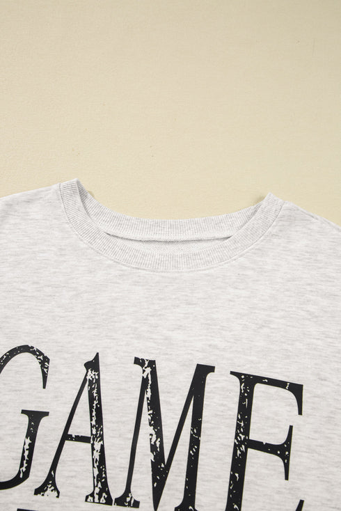 Vintage Washed GAME DAY Graphic Baggy Sweatshirt