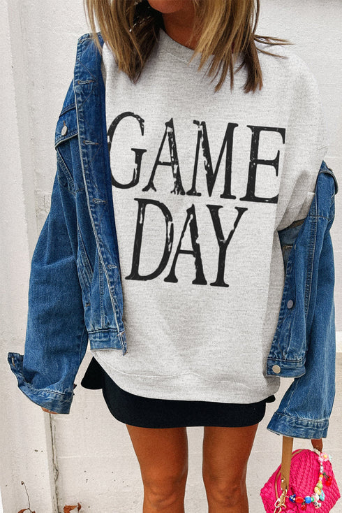Vintage Washed GAME DAY Graphic Baggy Sweatshirt