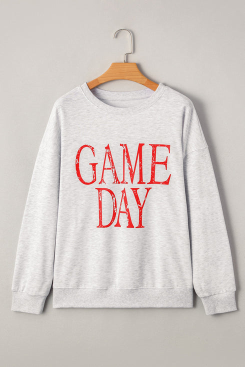 Vintage Washed GAME DAY Graphic Baggy Sweatshirt