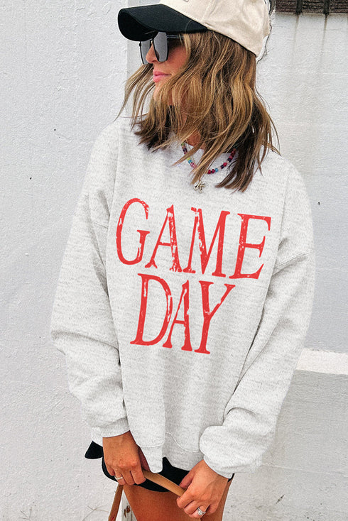 Vintage Washed GAME DAY Graphic Baggy Sweatshirt