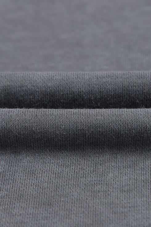 Vintage Washed Puff Sleeve Crew Neck Sweatshirt