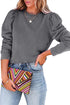 Vintage Washed Puff Sleeve Crew Neck Sweatshirt