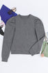 Vintage Washed Puff Sleeve Crew Neck Sweatshirt