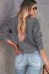 Vintage Washed Puff Sleeve Crew Neck Sweatshirt